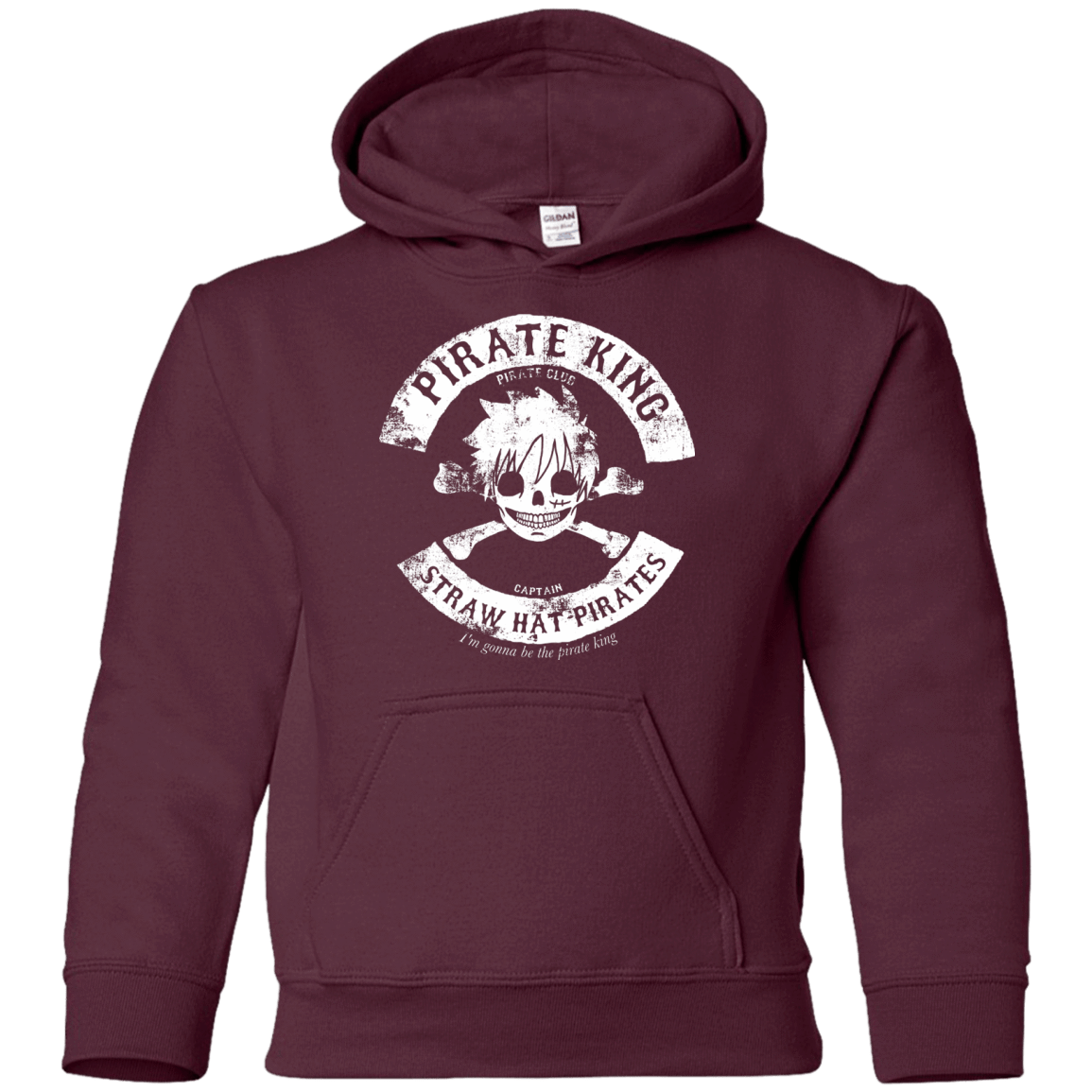 Sweatshirts Maroon / YS Pirate King Skull Youth Hoodie