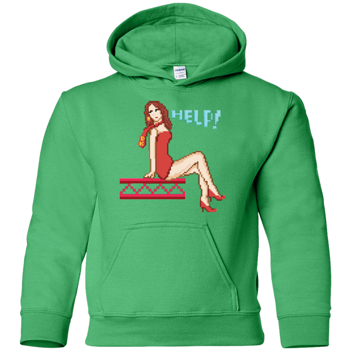 Sweatshirts Irish Green / YS Pixel Pinup Pauline Youth Hoodie