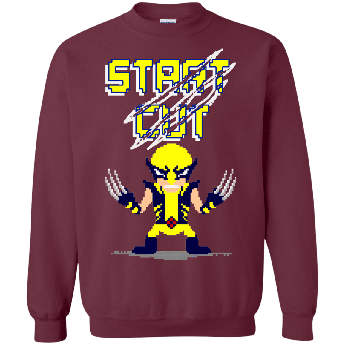 Sweatshirts Maroon / S Pixel Wolf Crewneck Sweatshirt