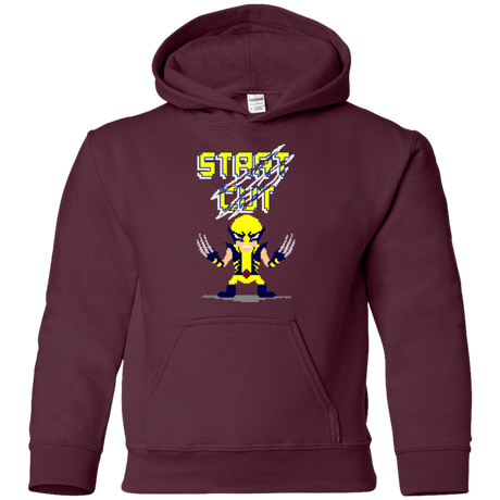 Sweatshirts Maroon / YS Pixel Wolf Youth Hoodie