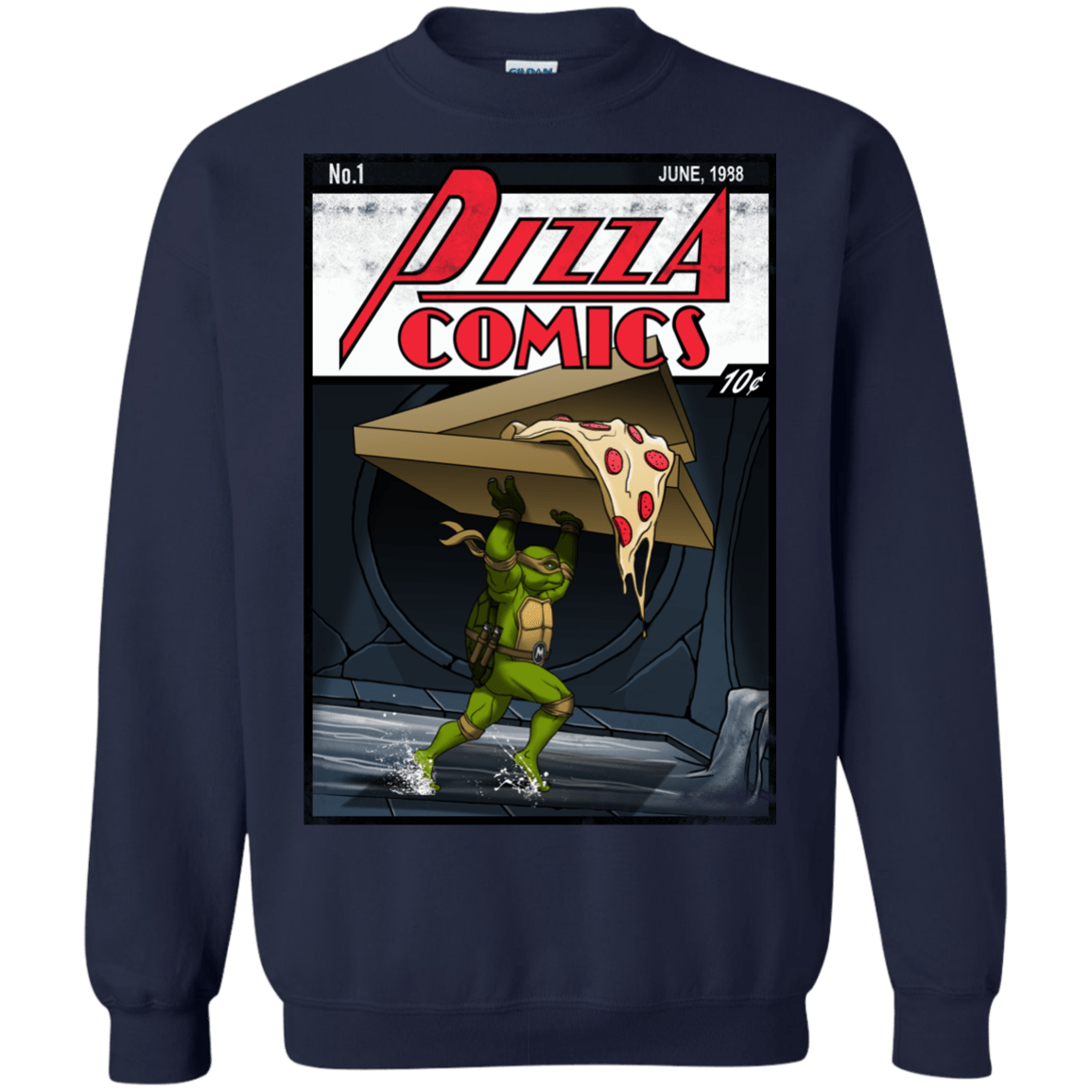 Sweatshirts Navy / Small Pizza Comics Crewneck Sweatshirt