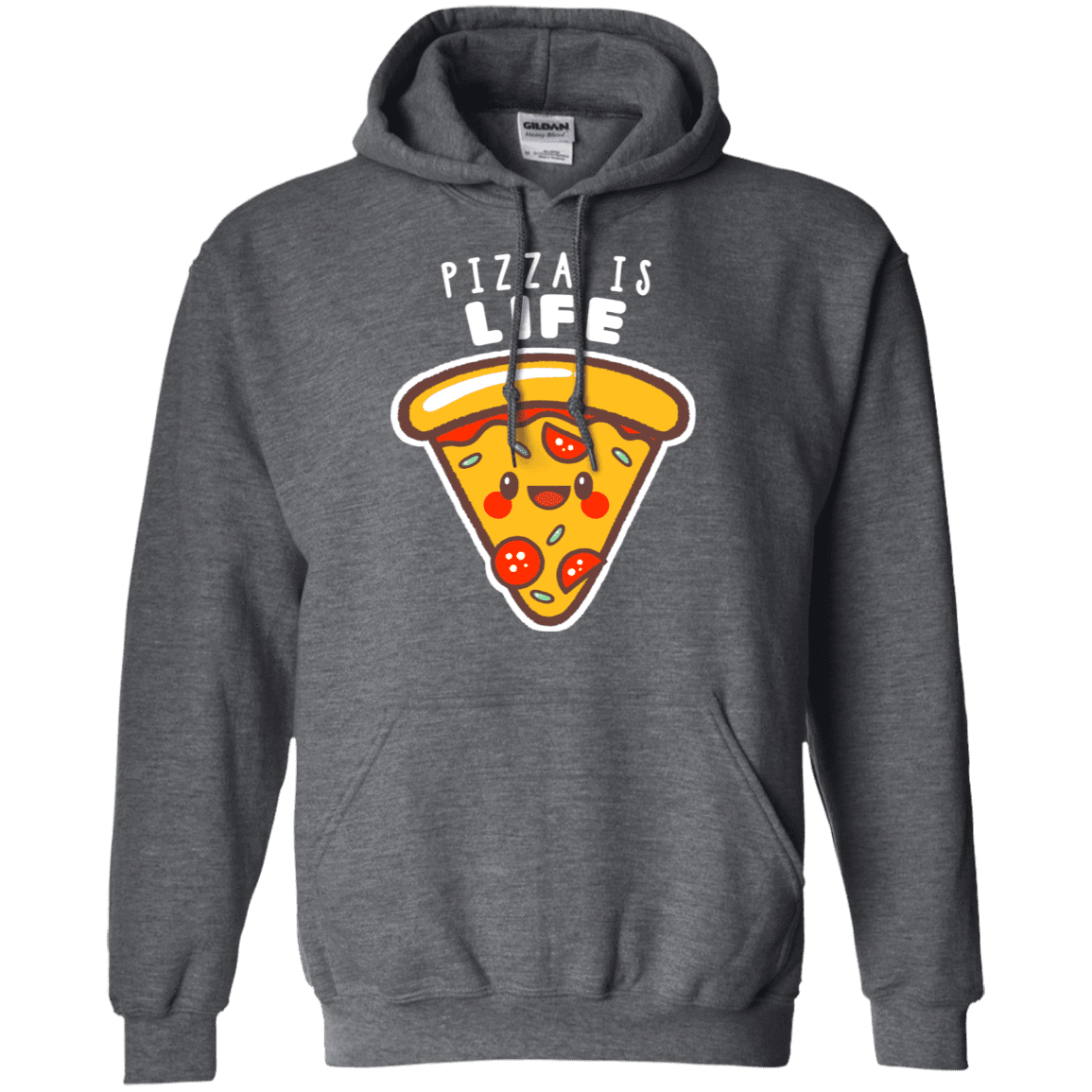 Sweatshirts Dark Heather / S Pizza is Life Pullover Hoodie