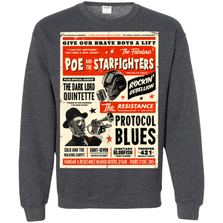 Sweatshirts Dark Heather / Small Poe and The Starfighters Crewneck Sweatshirt