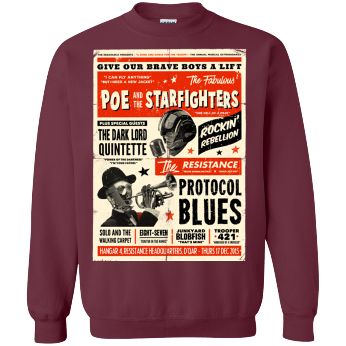 Sweatshirts Maroon / Small Poe and The Starfighters Crewneck Sweatshirt