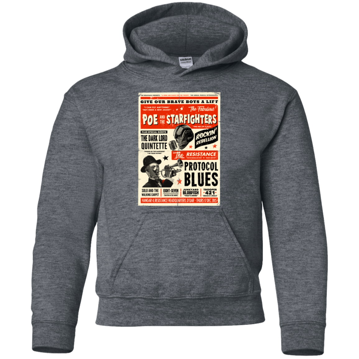Sweatshirts Dark Heather / YS Poe and The Starfighters Youth Hoodie