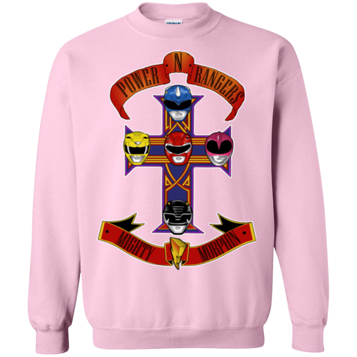 Sweatshirts Light Pink / Small Power N Rangers Crewneck Sweatshirt