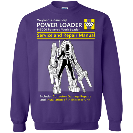 Sweatshirts Purple / Small POWERLOADER SERVICE AND REPAIR MANUAL Crewneck Sweatshirt