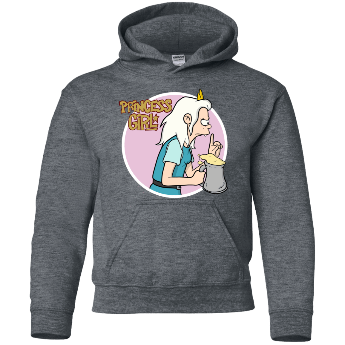 Sweatshirts Dark Heather / YS Princess Girl Youth Hoodie