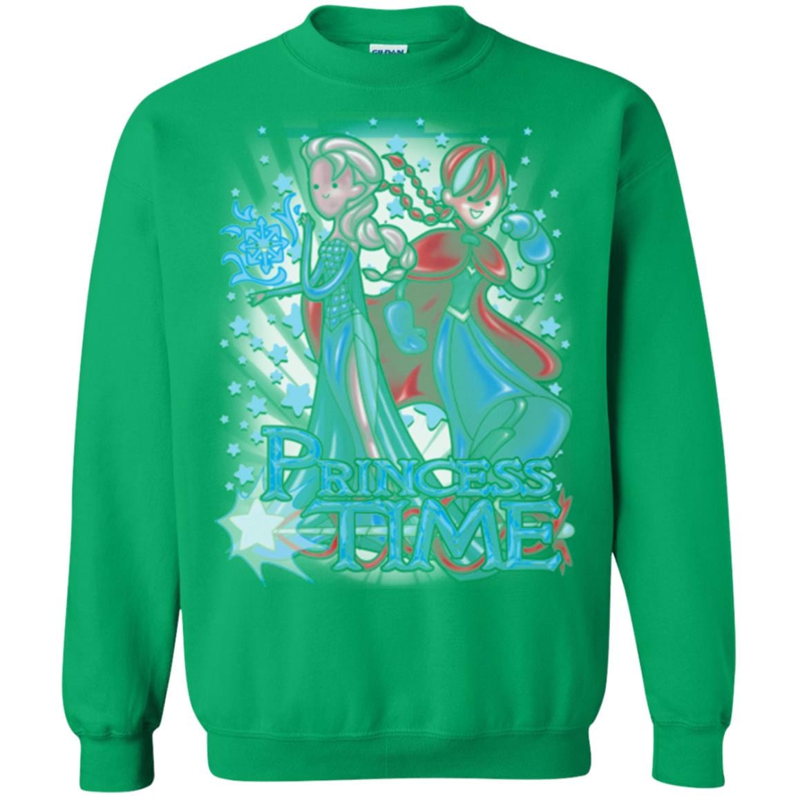 Sweatshirts Irish Green / Small Princess Time Elsa Anna Crewneck Sweatshirt