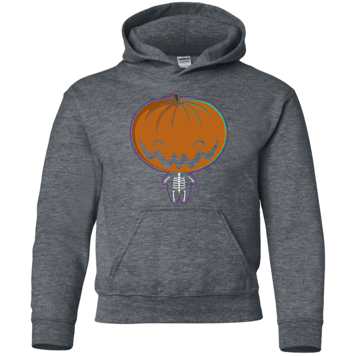 Sweatshirts Dark Heather / YS Pumpkin Head Youth Hoodie