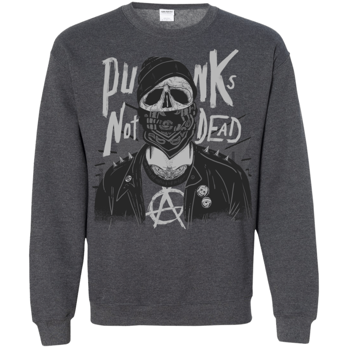 Sweatshirts Dark Heather / S PUNK SKULL Crewneck Sweatshirt