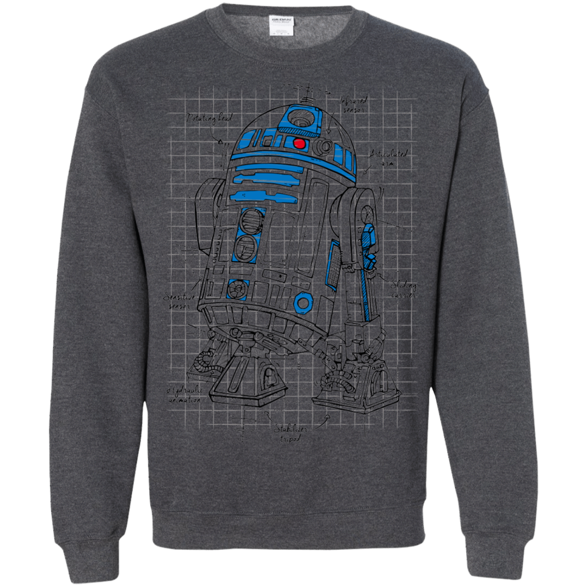 Sweatshirts Dark Heather / S R2D2 Plan Crewneck Sweatshirt