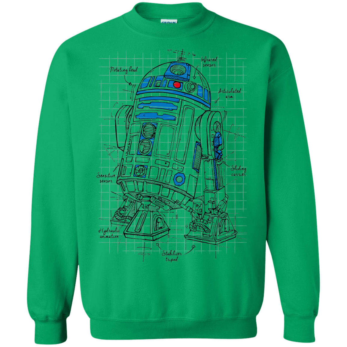 Sweatshirts Irish Green / S R2D2 Plan Crewneck Sweatshirt