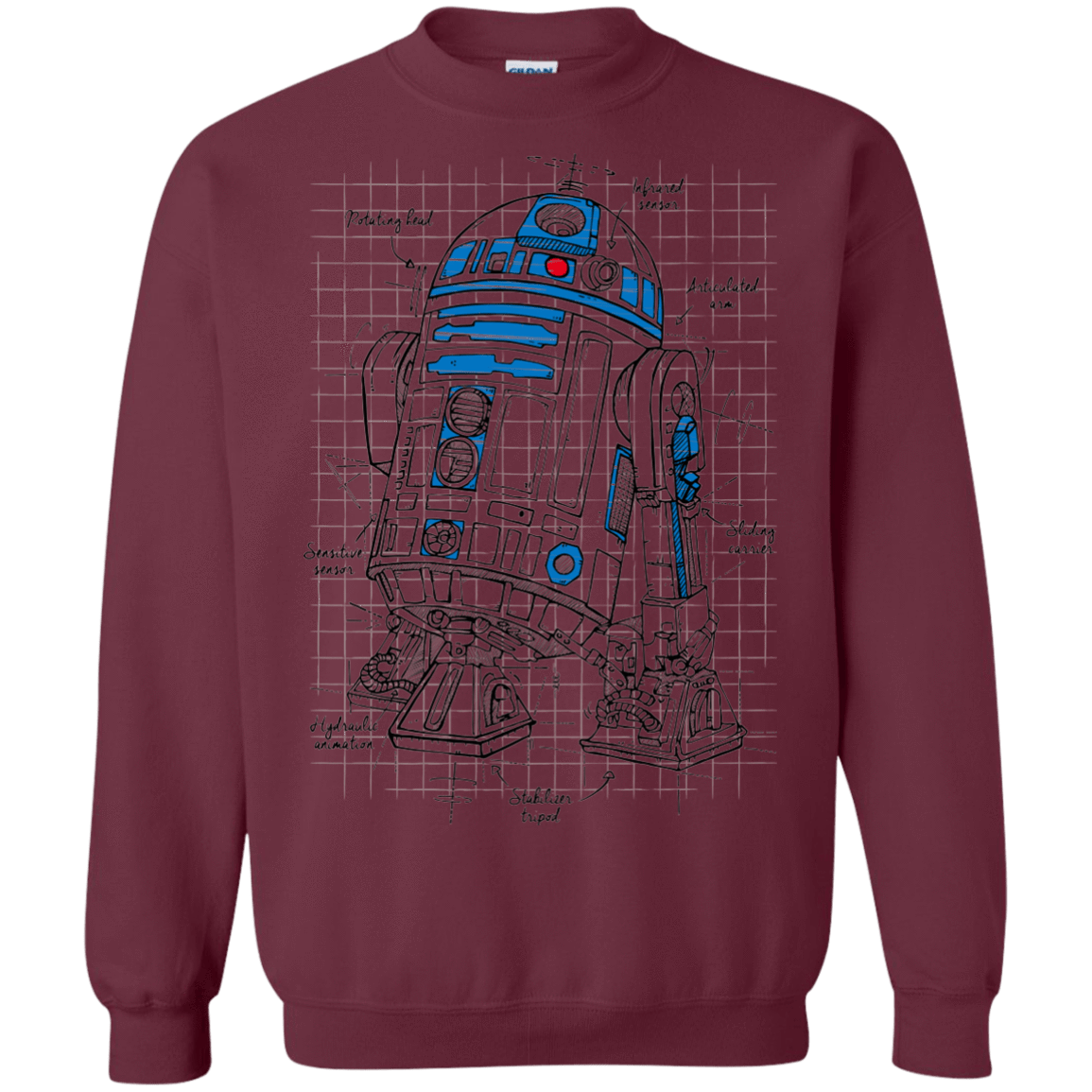 Sweatshirts Maroon / S R2D2 Plan Crewneck Sweatshirt