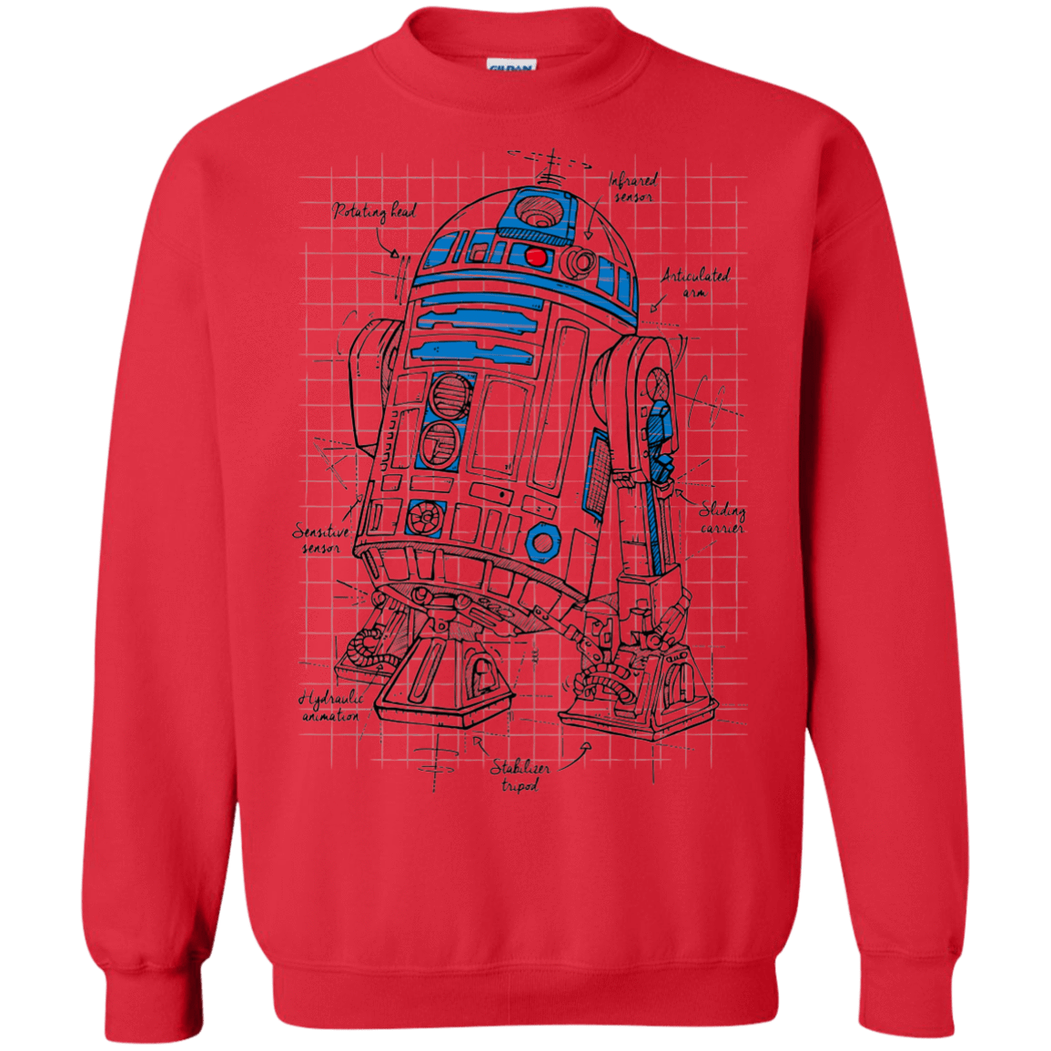 Sweatshirts Red / S R2D2 Plan Crewneck Sweatshirt