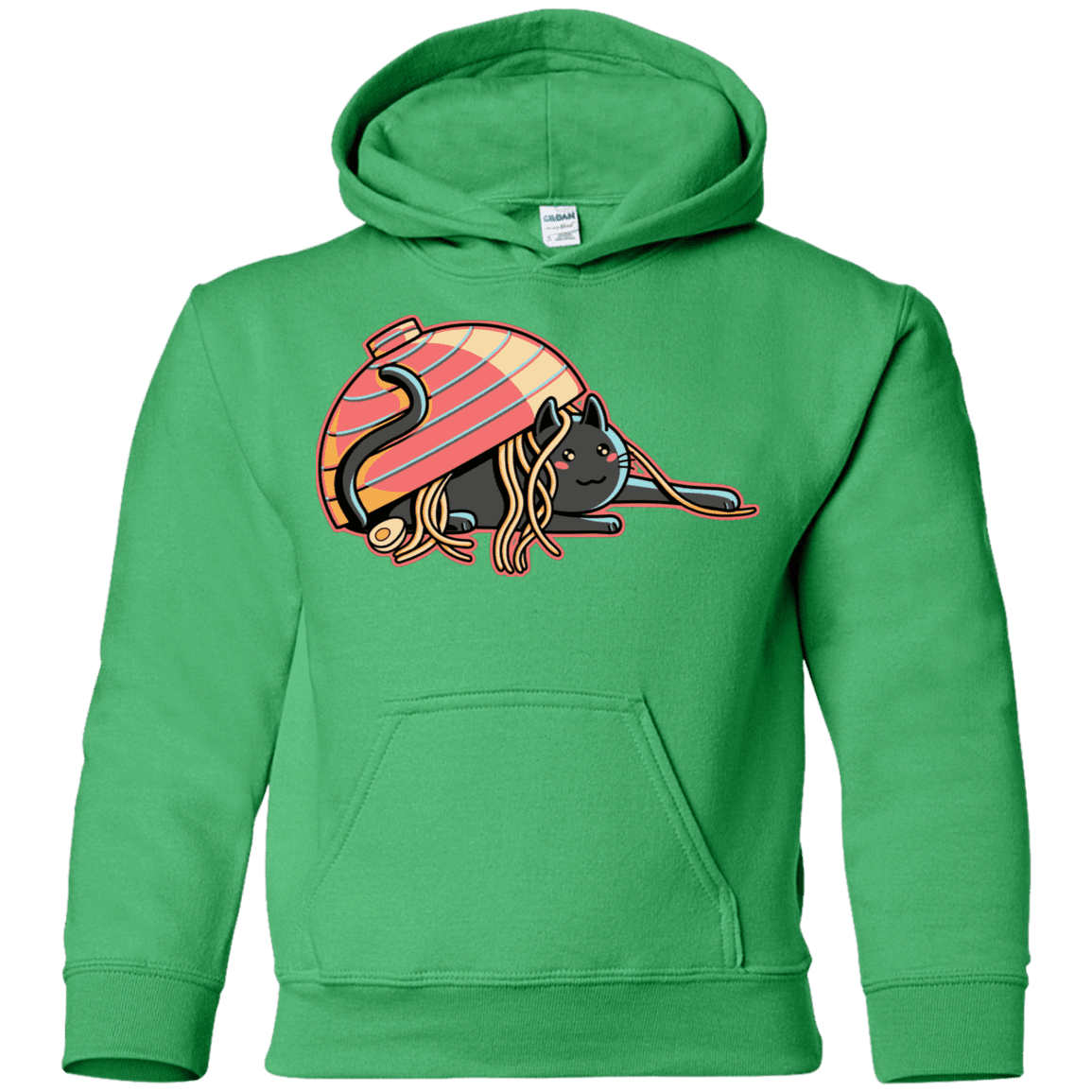 Sweatshirts Irish Green / YS Ramen Loving Cat Youth Hoodie