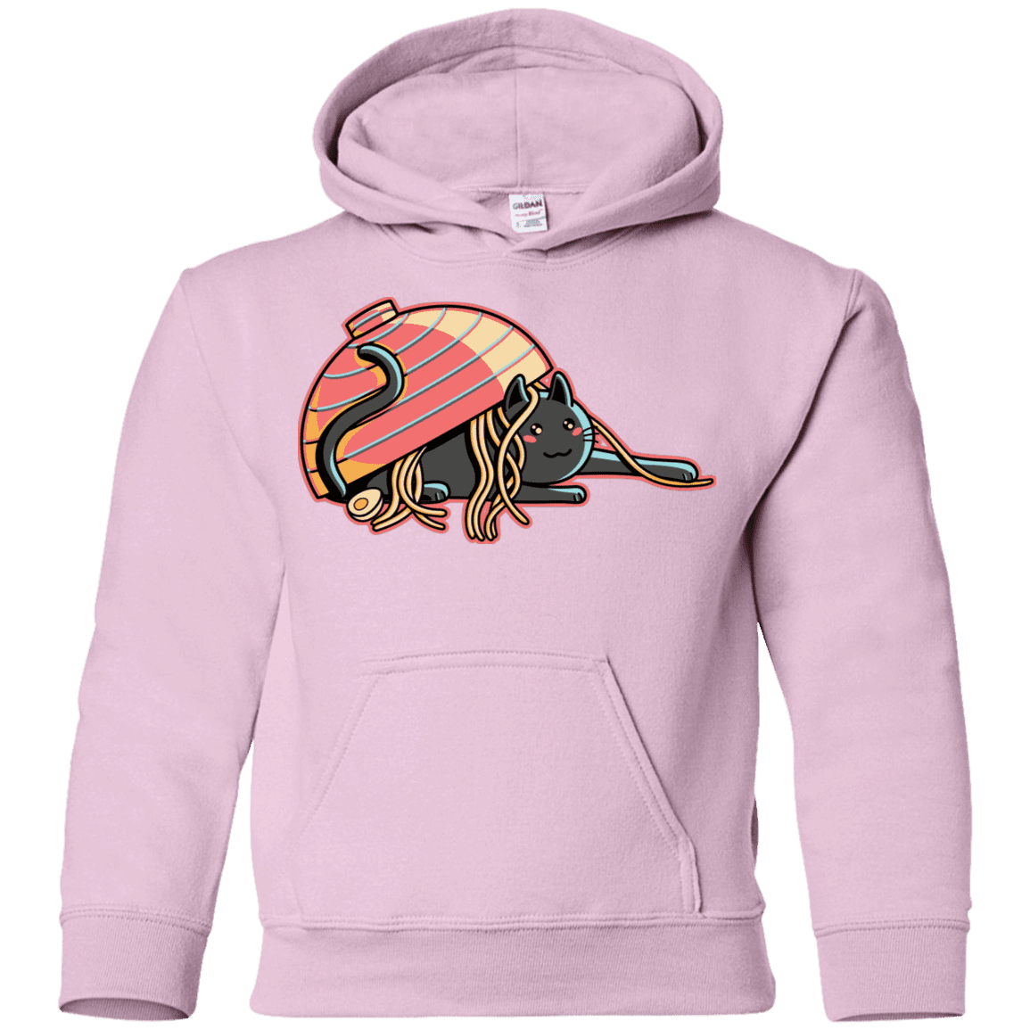 Sweatshirts Light Pink / YS Ramen Loving Cat Youth Hoodie