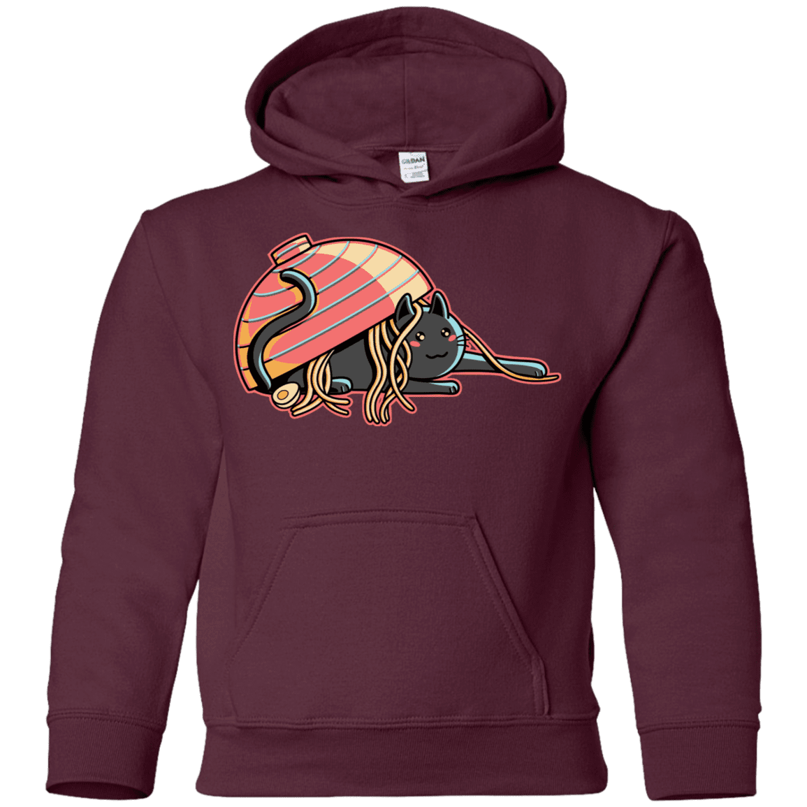 Sweatshirts Maroon / YS Ramen Loving Cat Youth Hoodie