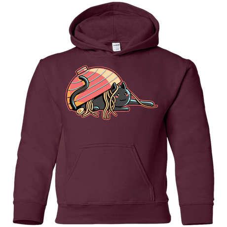 Sweatshirts Maroon / YS Ramen Loving Cat Youth Hoodie