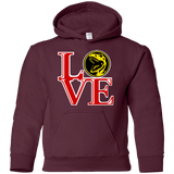 Sweatshirts Maroon / YS Red Ranger LOVE Youth Hoodie