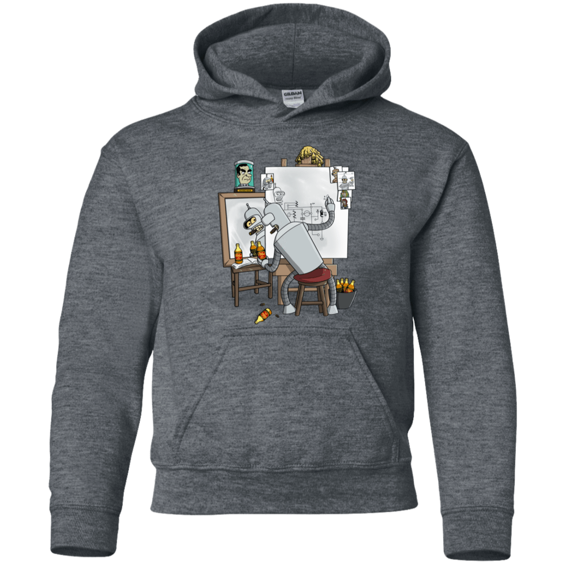 Sweatshirts Dark Heather / YS Retrato de un Robot Youth Hoodie