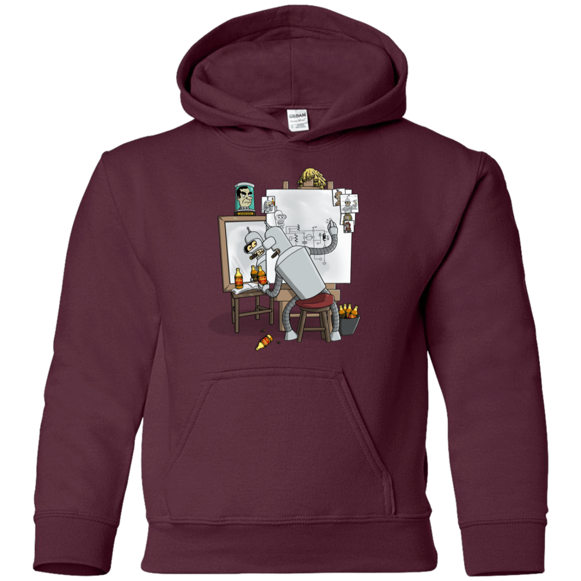 Sweatshirts Maroon / YS Retrato de un Robot Youth Hoodie