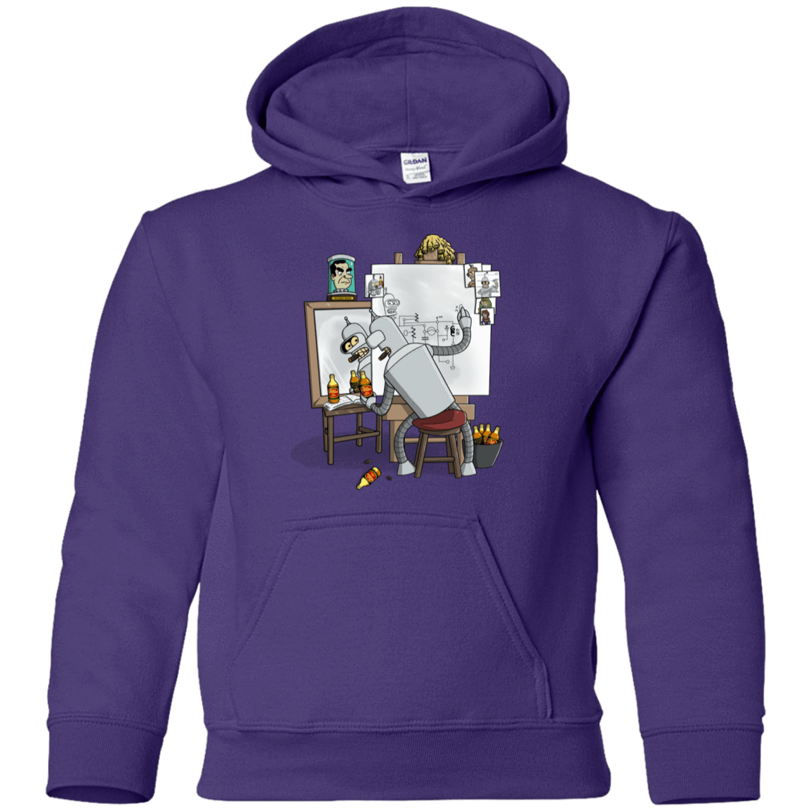 Sweatshirts Purple / YS Retrato de un Robot Youth Hoodie