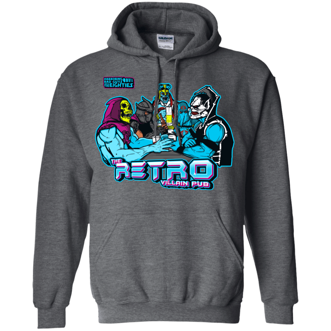 Sweatshirts Dark Heather / S Retro Villain Pub Pullover Hoodie