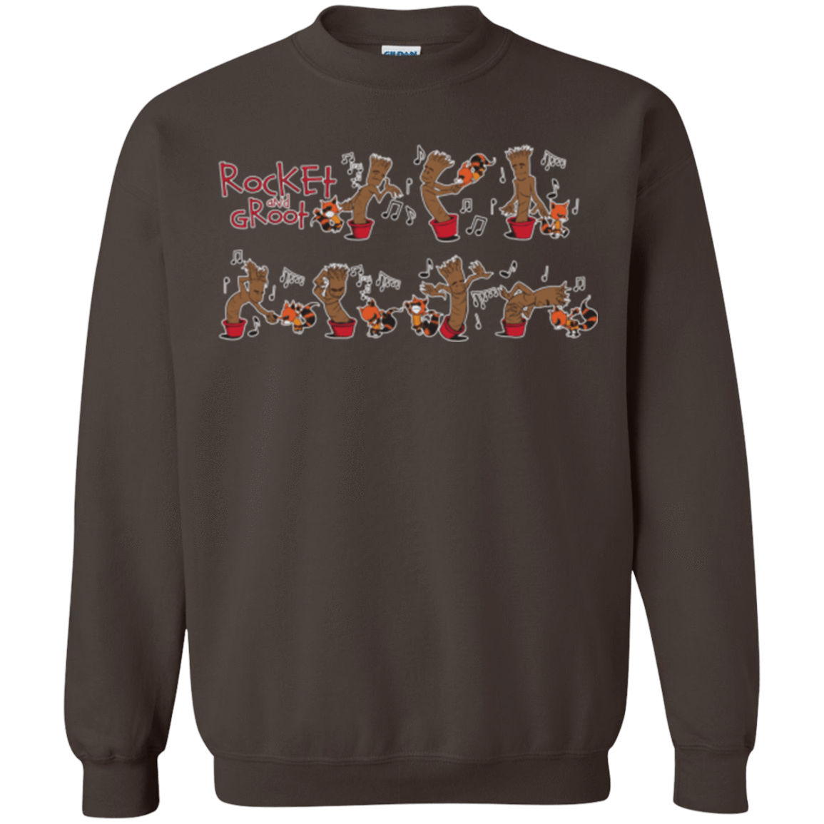 Sweatshirts Dark Chocolate / Small Rocket and Groot Crewneck Sweatshirt