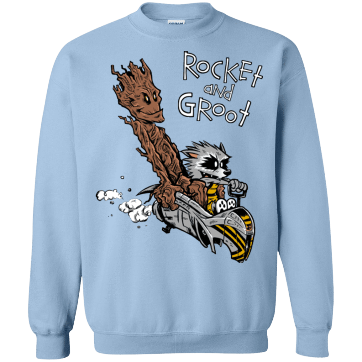 Sweatshirts Light Blue / Small Rocket and Groot Crewneck Sweatshirt