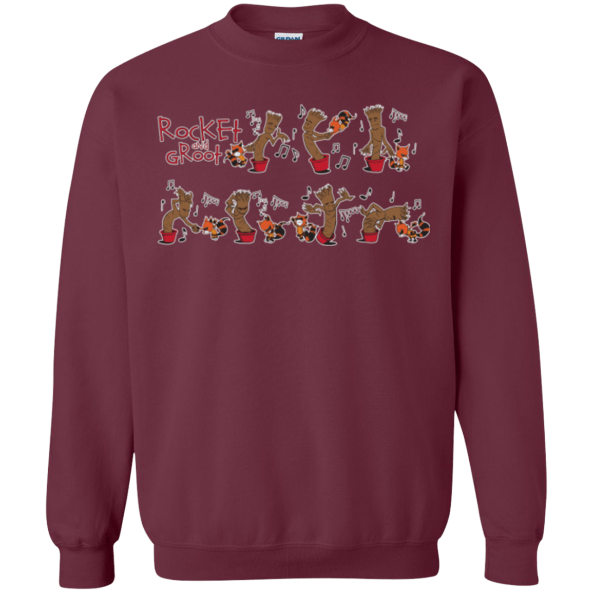 Sweatshirts Maroon / Small Rocket and Groot Crewneck Sweatshirt
