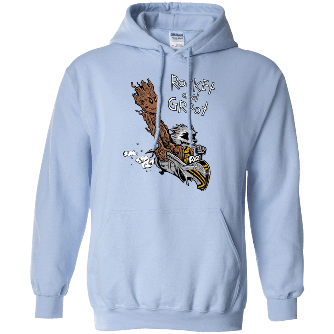 Sweatshirts Light Blue / Small Rocket and Groot Pullover Hoodie