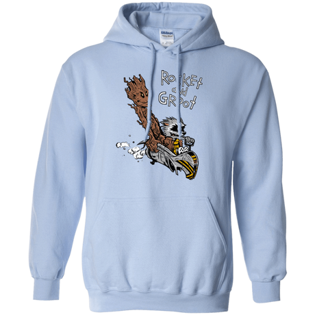 Sweatshirts Light Blue / Small Rocket and Groot Pullover Hoodie
