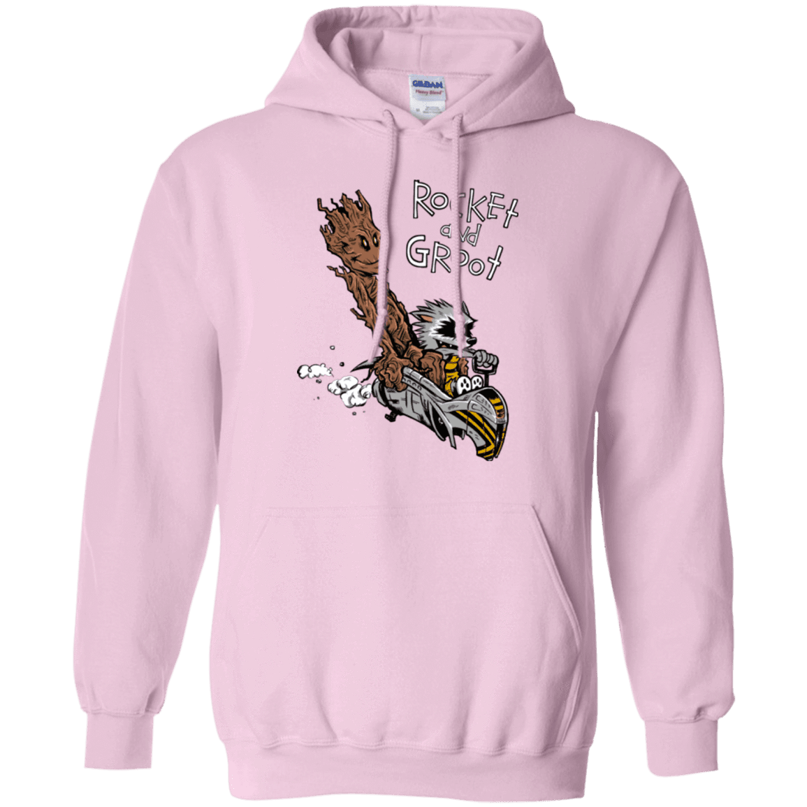 Sweatshirts Light Pink / Small Rocket and Groot Pullover Hoodie