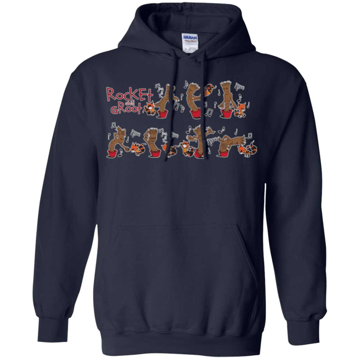 Sweatshirts Navy / Small Rocket and Groot Pullover Hoodie