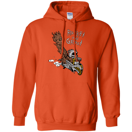 Sweatshirts Orange / Small Rocket and Groot Pullover Hoodie