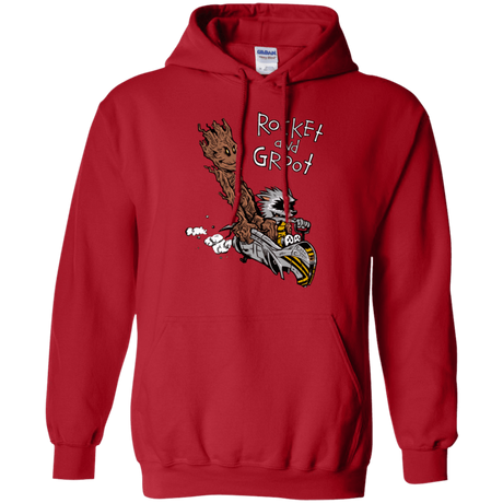 Sweatshirts Red / Small Rocket and Groot Pullover Hoodie