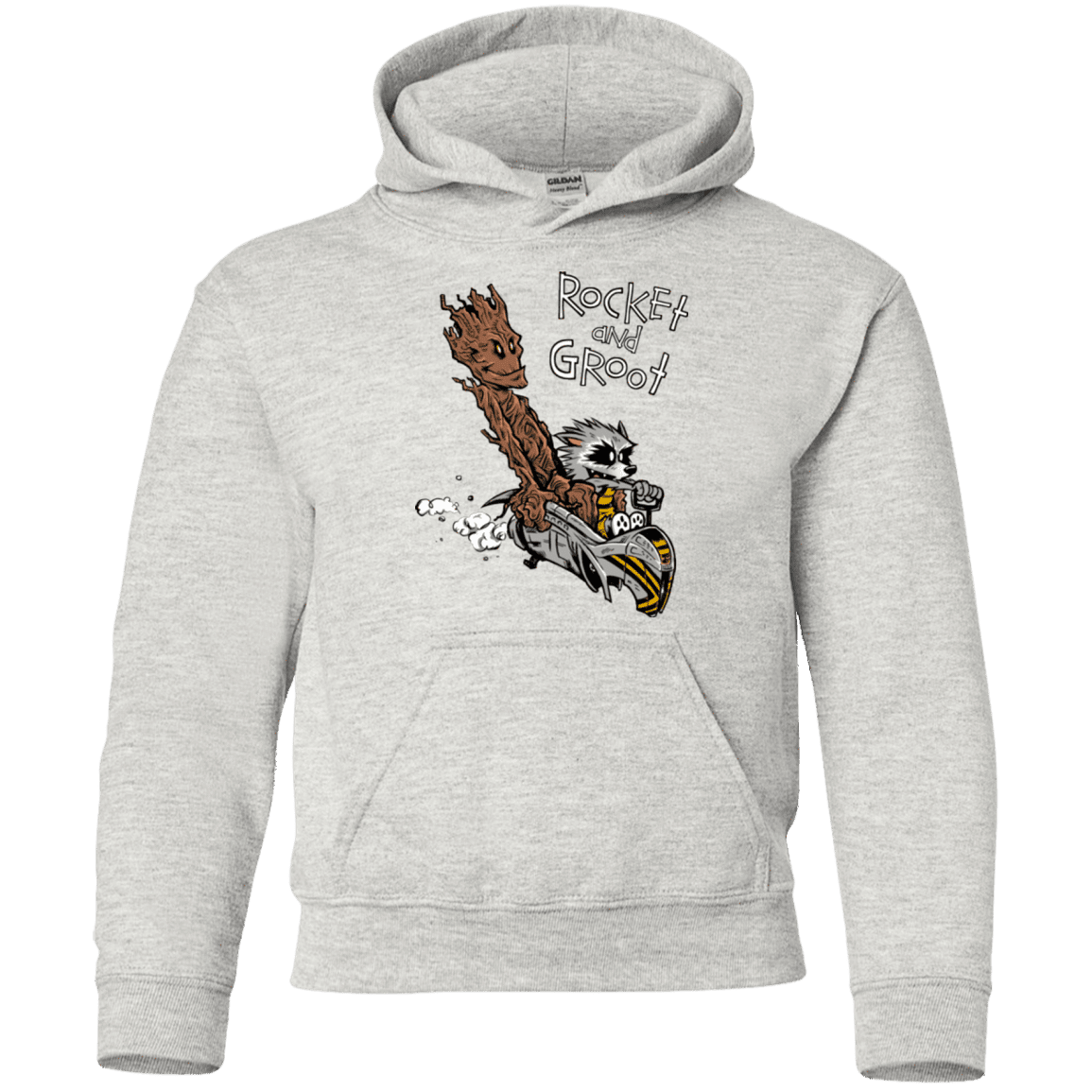 Sweatshirts Ash / YS Rocket and Groot Youth Hoodie