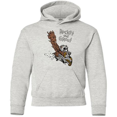 Sweatshirts Ash / YS Rocket and Groot Youth Hoodie
