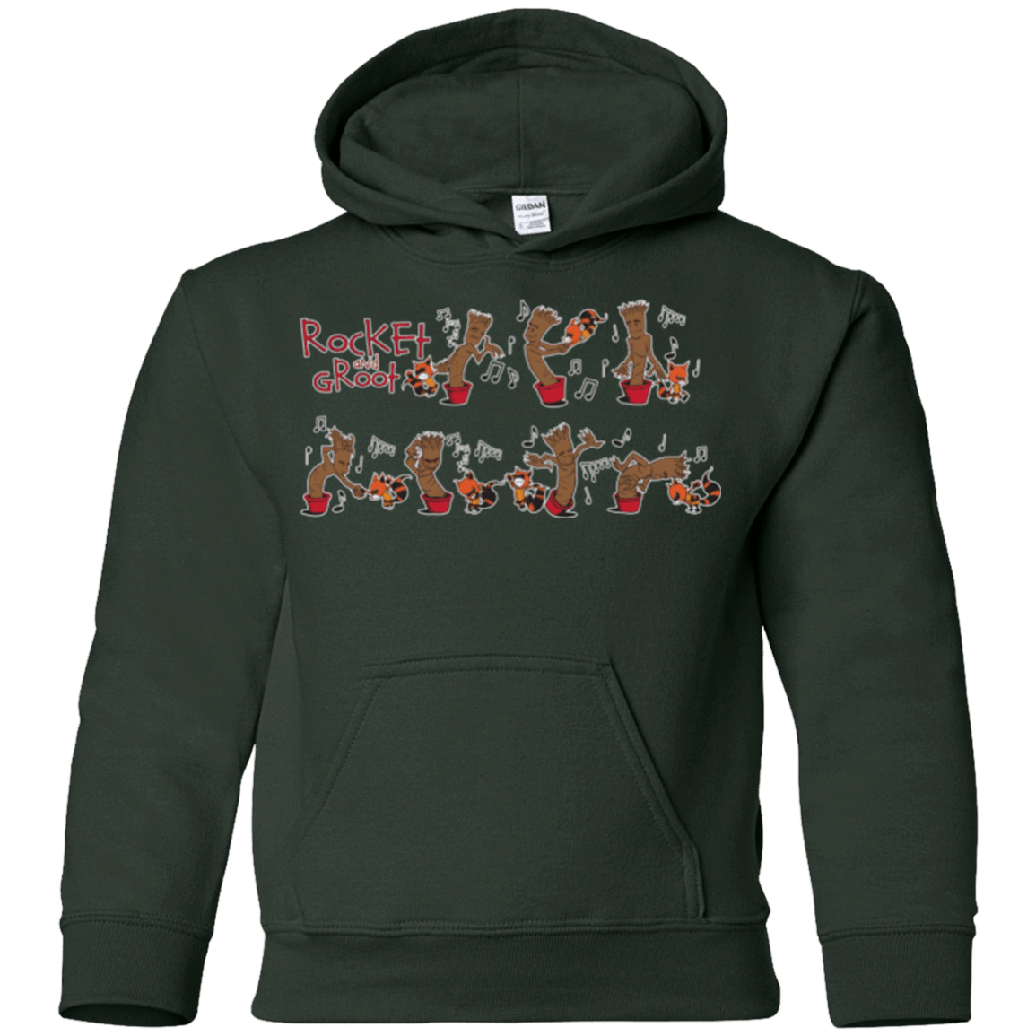 Sweatshirts Forest Green / YS Rocket and Groot Youth Hoodie