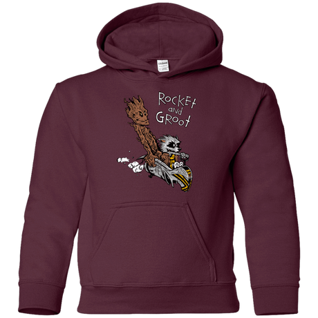Sweatshirts Maroon / YS Rocket and Groot Youth Hoodie