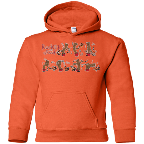 Sweatshirts Orange / YS Rocket and Groot Youth Hoodie