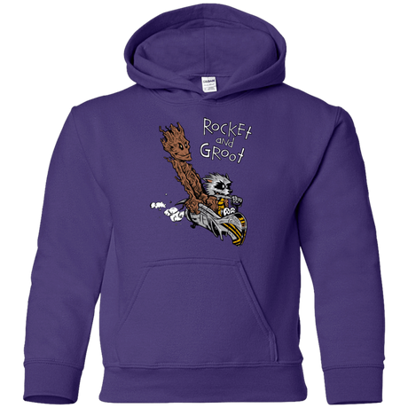 Sweatshirts Purple / YS Rocket and Groot Youth Hoodie