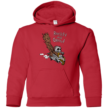Sweatshirts Red / YS Rocket and Groot Youth Hoodie