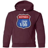 Sweatshirts Maroon / YS Route v66 Youth Hoodie