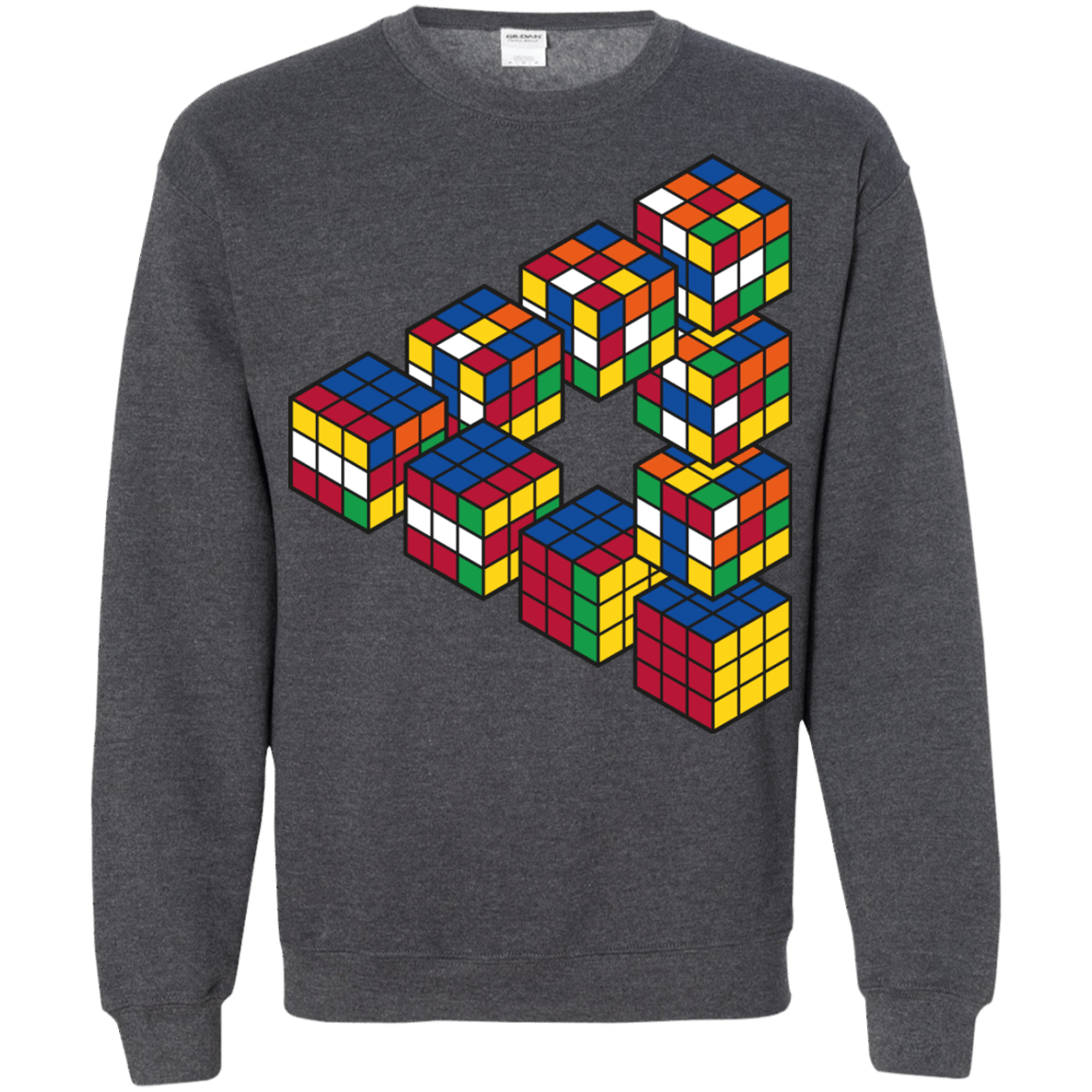 Sweatshirts Dark Heather / S Rubiks Cube Penrose Triangle Crewneck Sweatshirt
