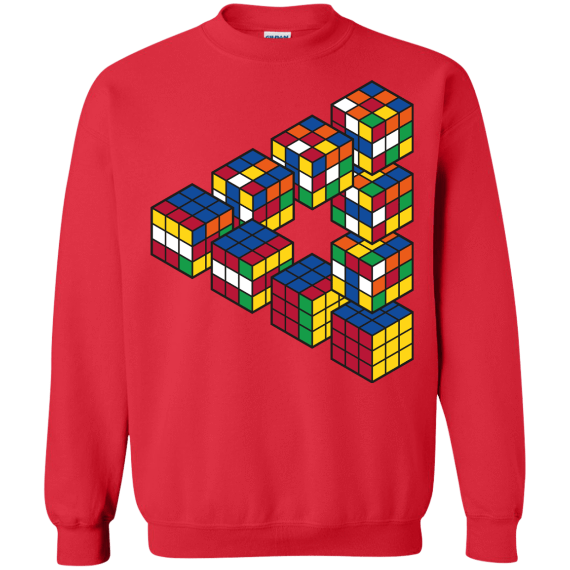 Sweatshirts Red / S Rubiks Cube Penrose Triangle Crewneck Sweatshirt