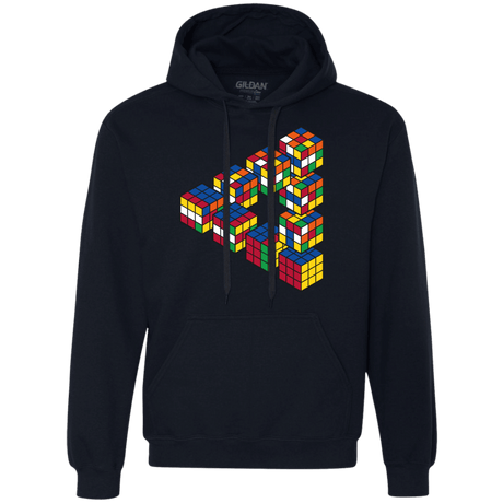 Sweatshirts Navy / S Rubiks Cube Penrose Triangle Premium Fleece Hoodie