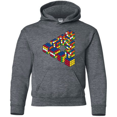 Sweatshirts Dark Heather / YS Rubiks Cube Penrose Triangle Youth Hoodie