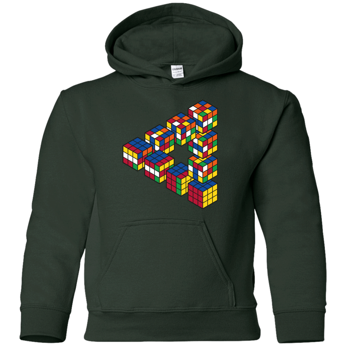 Sweatshirts Forest Green / YS Rubiks Cube Penrose Triangle Youth Hoodie